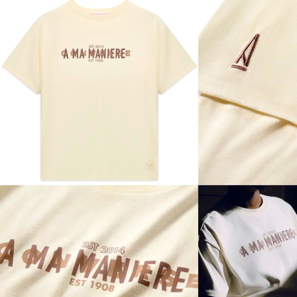 ♦️A Ma Manière x Converse Collab T-Shirt | Color: Egret | S: Large | Brand New ✅